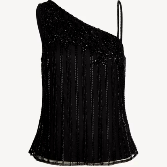 LAUREN RALPH LAUREN Beaded Mesh One-Shoulder Contemporary Camisole SZ Large New - Picture 3 of 4